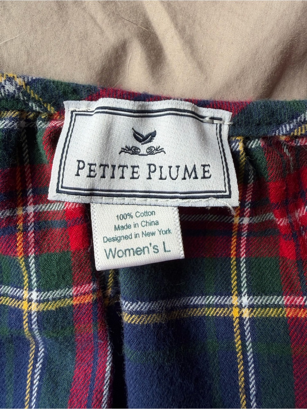 Petite Plume Classic Red Plaid Women Long Flannel Nightgown Sz L 100% Cotton - Picture 3 of 9